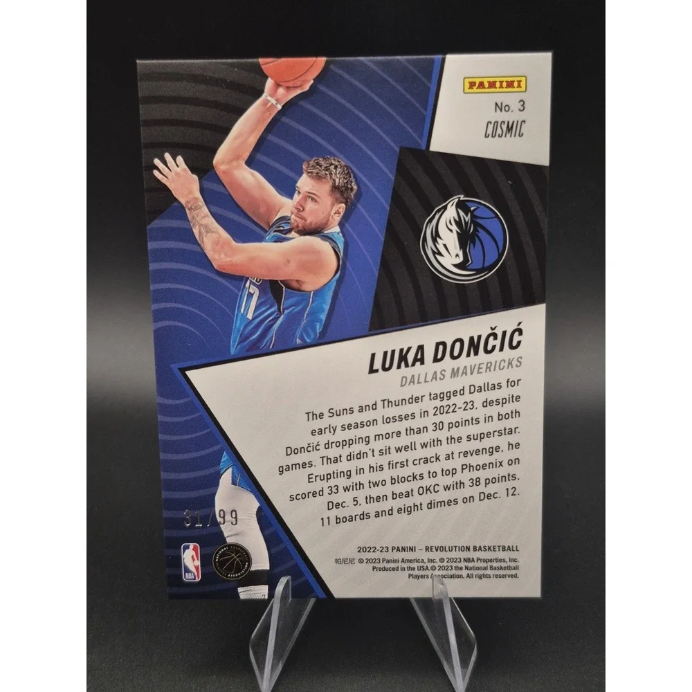 2022-23 Panini Revolution Luka Dončić #3  Shockwave Cosmic Blue /99 Mavs Lakers